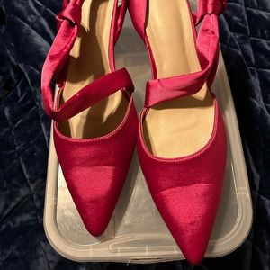 Satin slingback stiletto heels